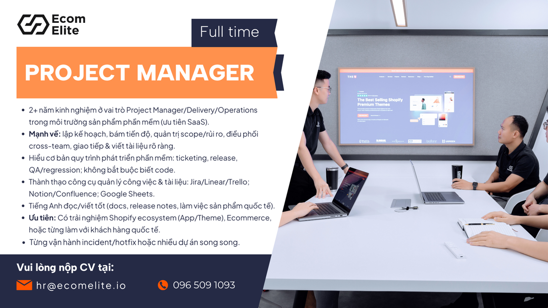 Tuyển dụng: Nhân Viên Quản Lý Dự Án (Project Manager)